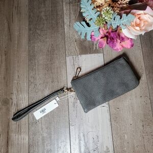 NWT Empire Gray Vegan Leather Women's Wristlet Wallet Small Bag